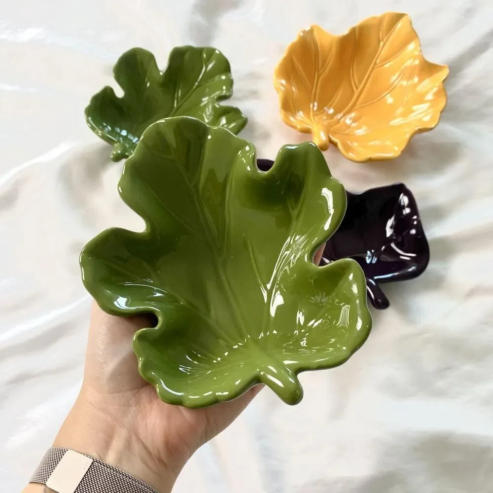 Vintage Cottagecore Lof Of Colorful Leaf Ceramics By Dennis East